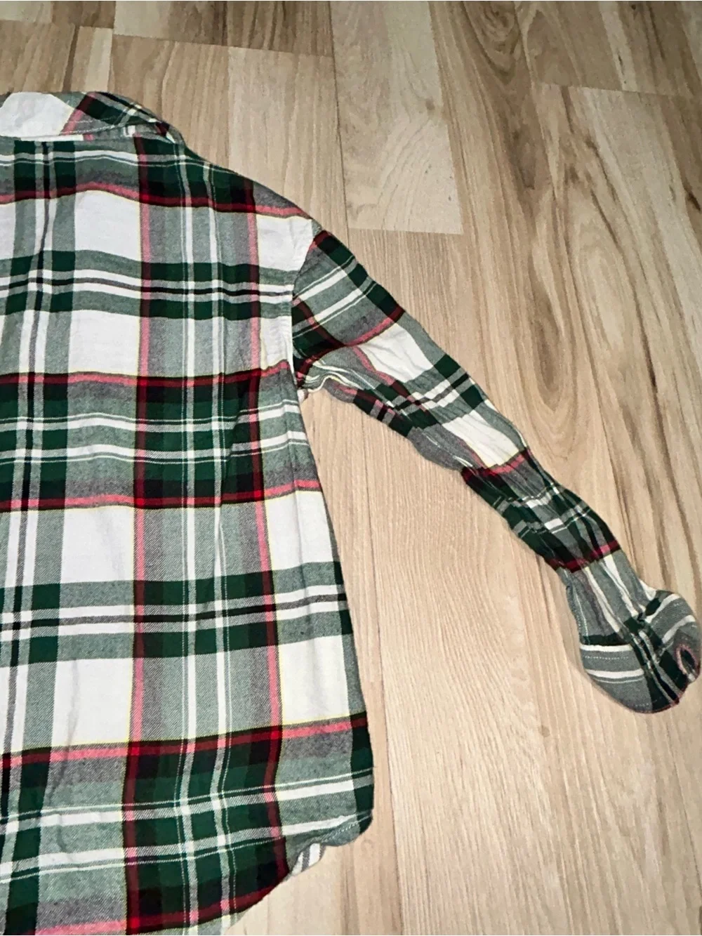 Justice Green & White Plaid Button-Down Shirt with Red Accents